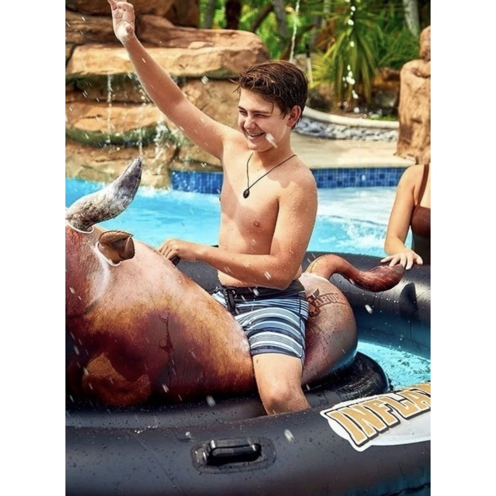 Inflatabull Inflatable Ride On Rodeo Bull Pool Toy Float Ages 9+ New - Picture 5 of 6